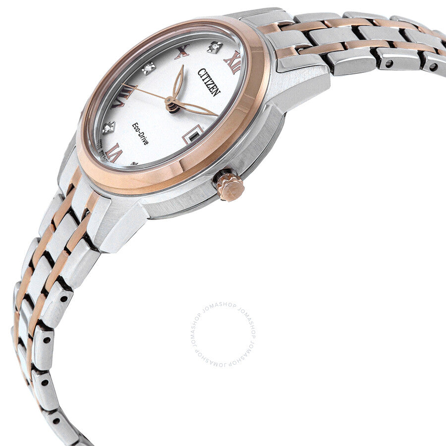 Citizen Eco-Drive Crystal White Dial Two-Tone Ladies Watch FE1246-85A - Dawson Watches #2