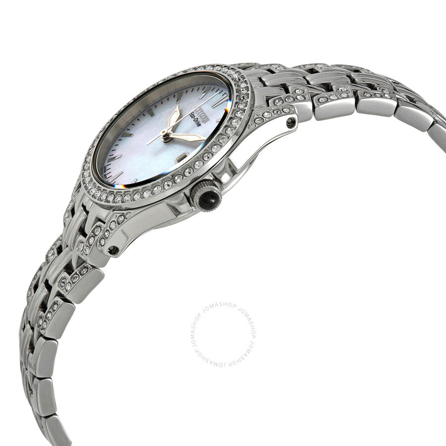 Citizen Eco-Drive Crystal White Mother of Pearl Dial Ladies Watch EW1220-55D - Dawson Watches #2