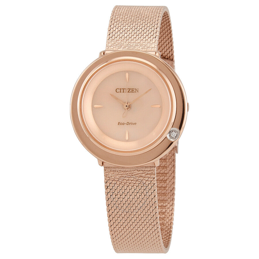 Citizen Eco-Drive Diamond Light Pink Dial Ladies Watch EM0643-84X - Dawson Watches