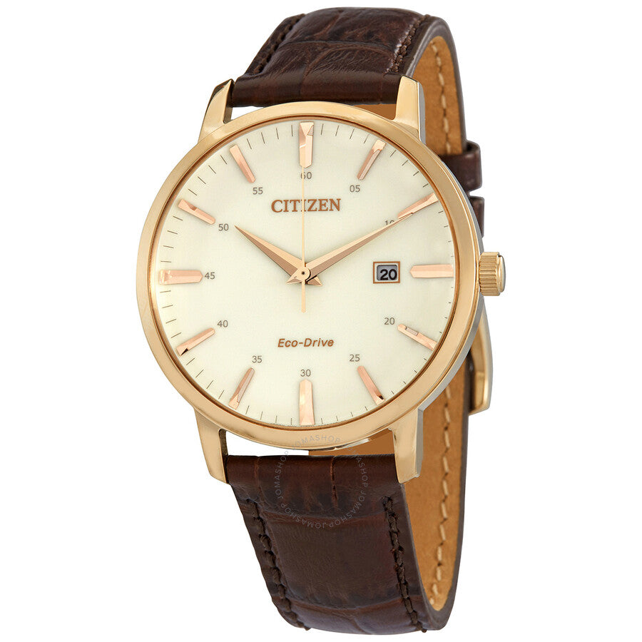 Citizen Eco-Drive Gold Dial Brown Leather Men's Watch BM7463-12A - Dawson Watches