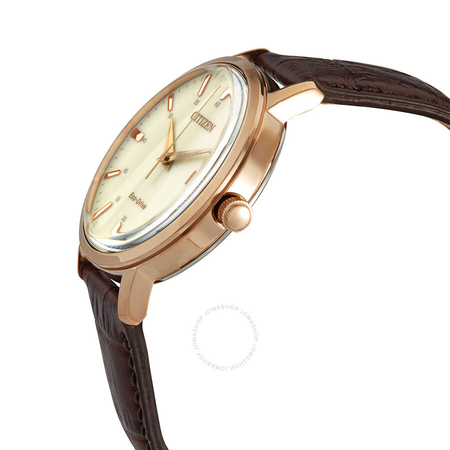 Citizen Eco-Drive Gold Dial Brown Leather Men's Watch BM7463-12A - Dawson Watches #2
