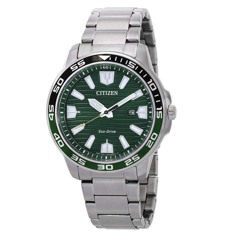 Citizen Eco-Drive Green Dial Stainless Steel Men's Watch AW1526-89X - Dawson Watches