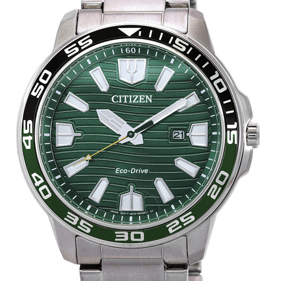 Citizen Eco-Drive Green Dial Stainless Steel Men's Watch AW1526-89X - Dawson Watches #4