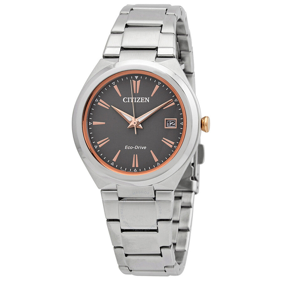 Citizen Eco-Drive Grey Dial Stainless Steel Ladies Watch FE6026-50H - Dawson Watches