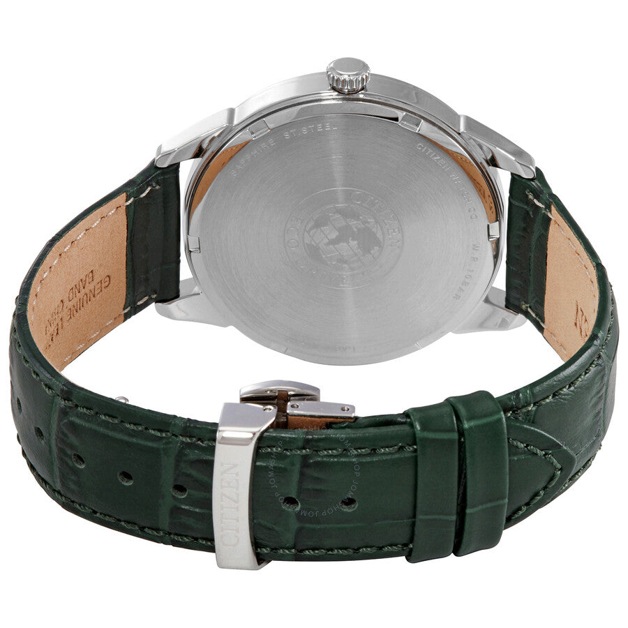 Citizen Eco-Drive Ivory Dial Green Leather Men's Watch AW0090-11Z - Dawson Watches #3