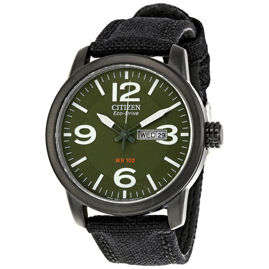Citizen Eco-Drive Military Black-plated Steel Canvas Strap Men's Watch BM8475-00X - Dawson Watches