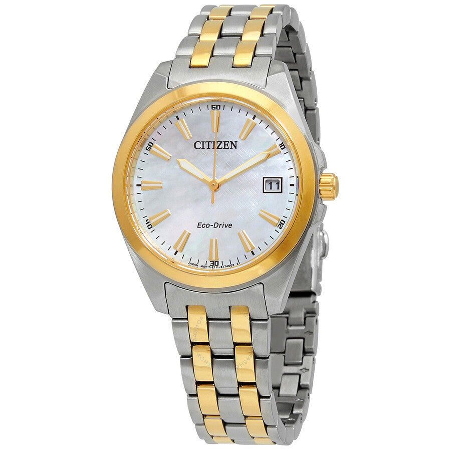 Citizen Eco-Drive Mother of Pearl Dial Two-tone Ladies Watch EO1224-54D - Dawson Watches