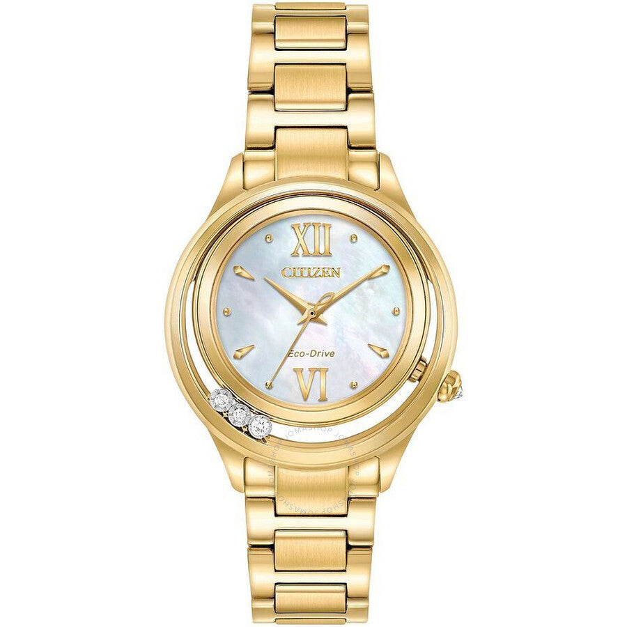 Citizen Eco-Drive Mother of Pearl White Dial Ladies Watch EM0512-58D - Dawson Watches