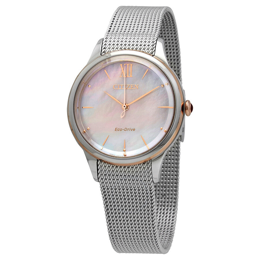 Citizen Eco-Drive Mother-of-Pearl Dial Ladies Watch EM0816-88Y - Dawson Watches