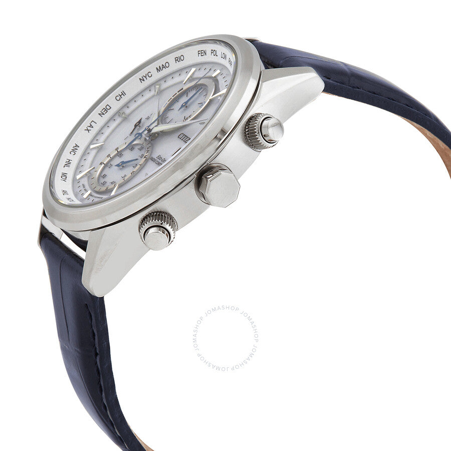 Citizen Eco-Drive Perpetual Alarm World Time Chronograph GMT White Dial Men's Watch AT8260-18A - Dawson Watches #2