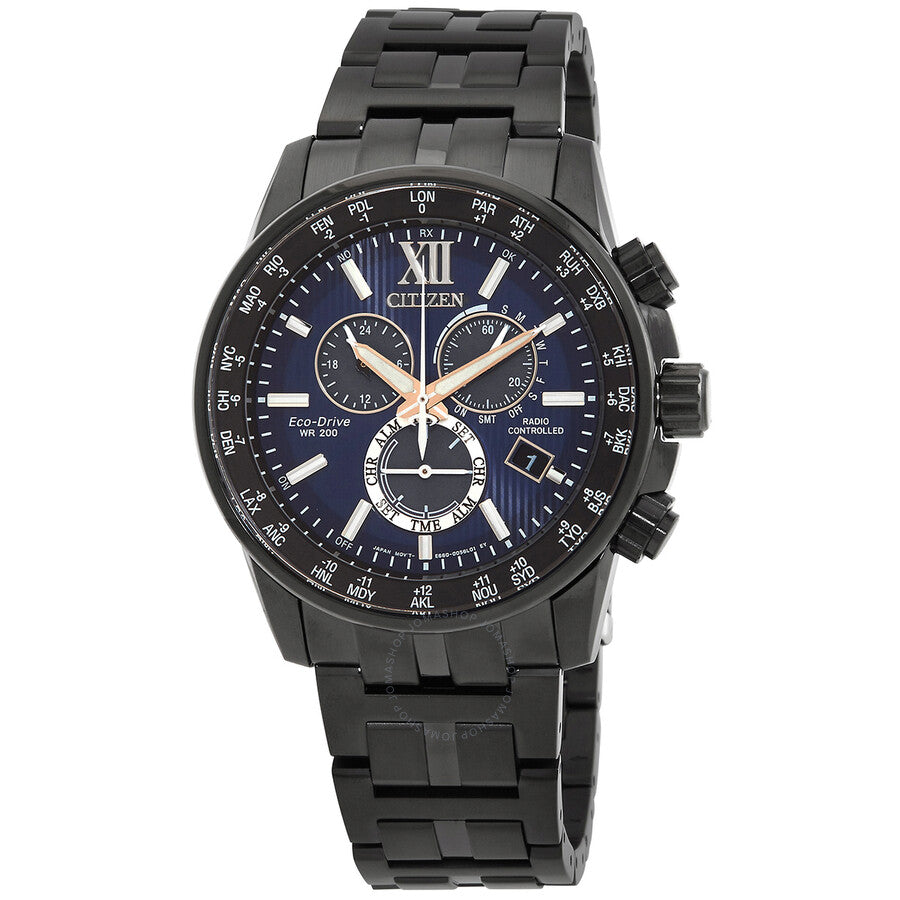 Citizen Eco-Drive Perpetual Chronograph GMT Blue Dial Men's Watch CB5885-85L - Dawson Watches