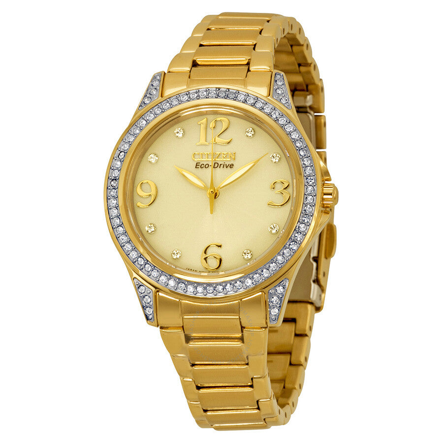 Citizen Eco-Drive POV Champagne Dial Gold-tone Ladies Watch EM0232-54P - Dawson Watches