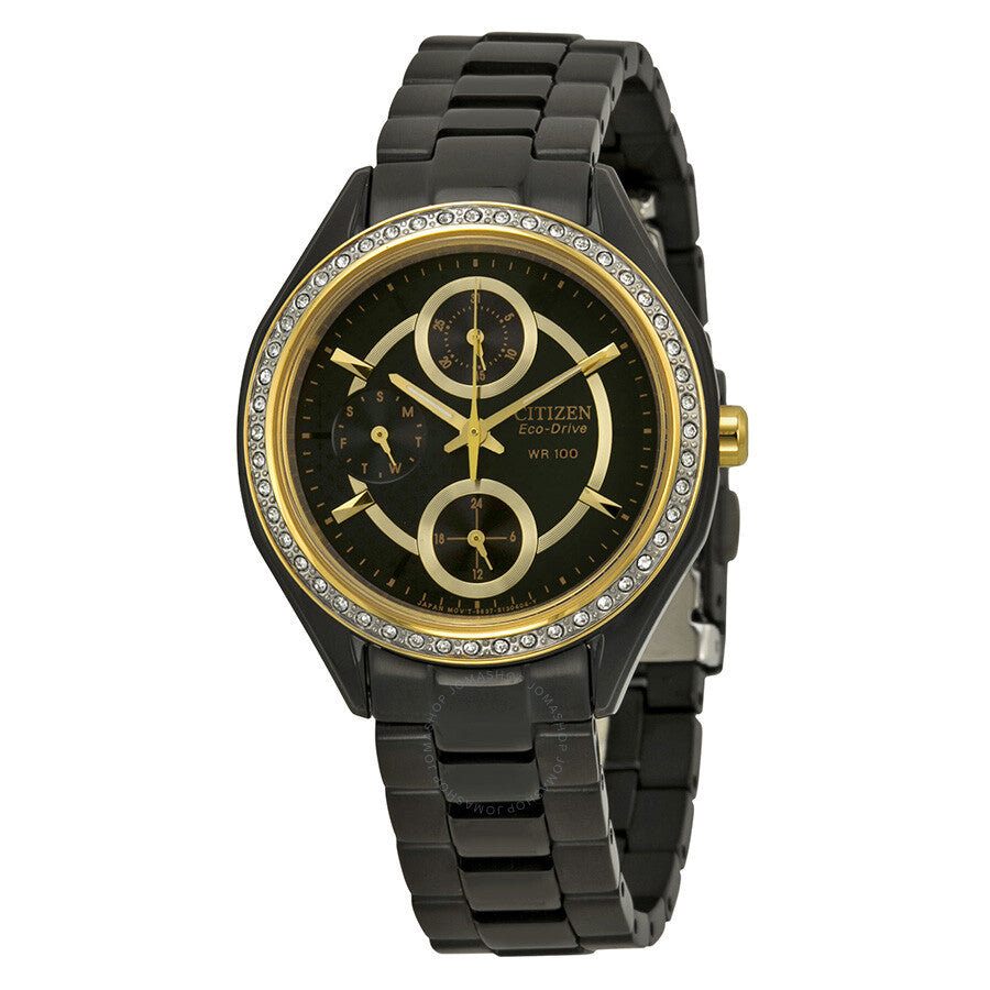 Citizen Eco-Drive POV Multi-Channel Black Dial Black-plated Ladies Watch FD1068-53E - Dawson Watches