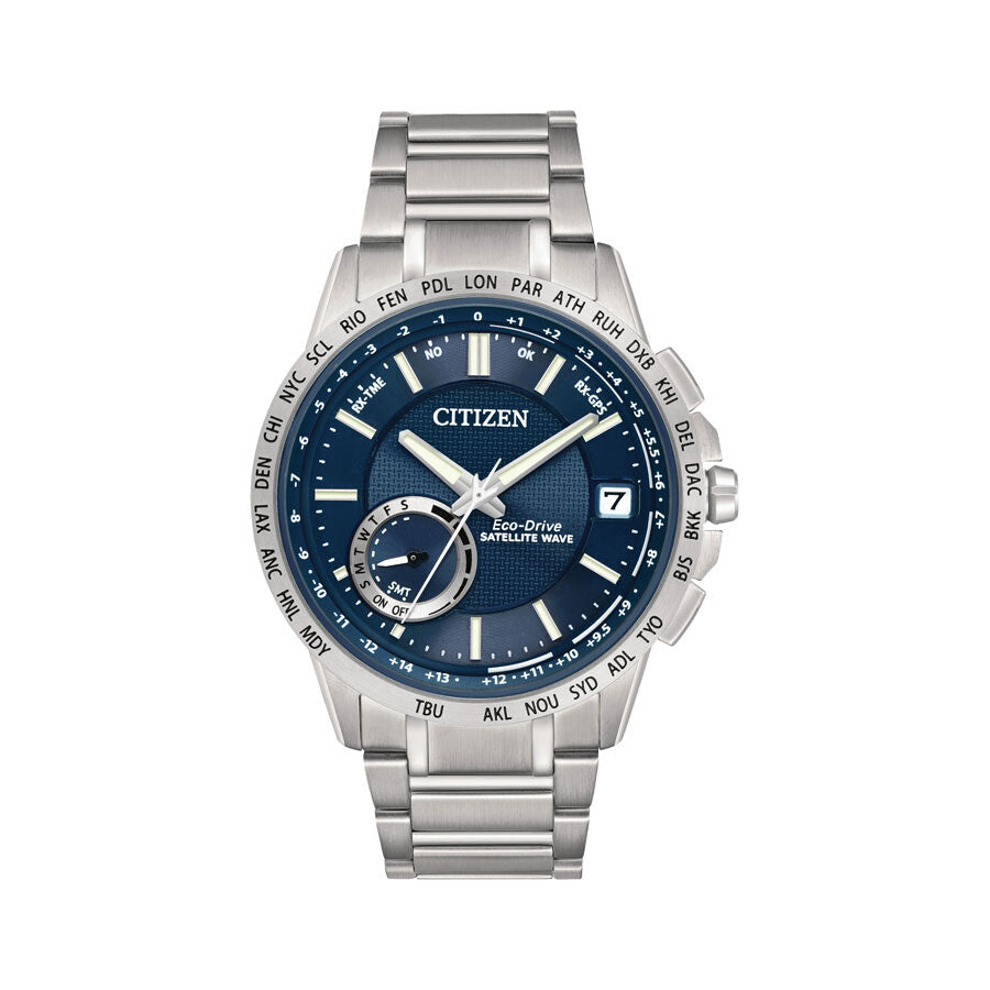 Citizen Eco-Drive Satellite Wave Blue Dial Stainless Steel Men's Watch CC3000-89L - Dawson Watches