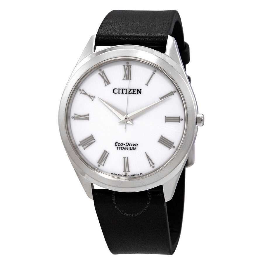 Citizen Eco-Drive Silver Dial Black Leather Men's Watch BJ6520-15A - Dawson Watches