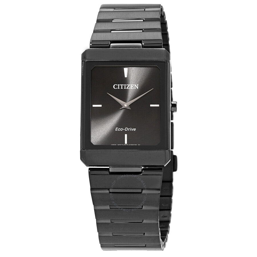 Citizen Eco-Drive Stiletto Black Dial Black Ion-plated Unisex Watch AR3107-57E - Dawson Watches
