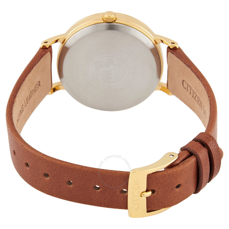 Citizen Eco-Drive White Dial Brown Leather Ladies Watch EM0578-17A - Dawson Watches #3