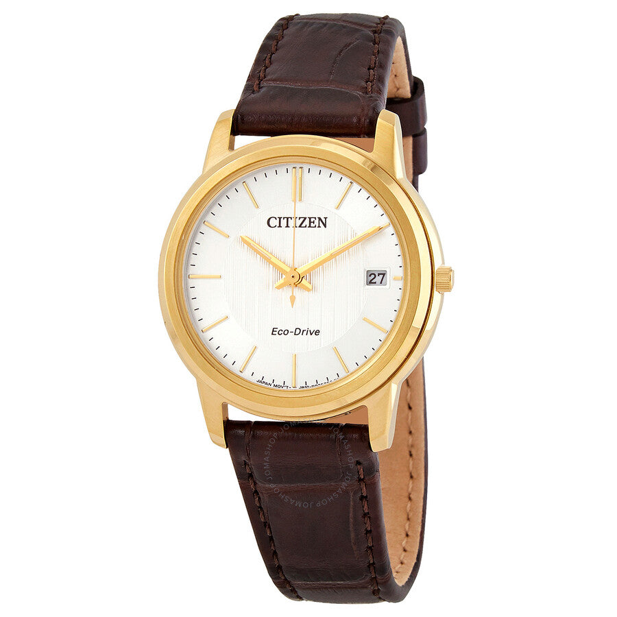 Citizen Eco-Drive White Dial Brown Leather Ladies Watch FE6012-11A - Dawson Watches