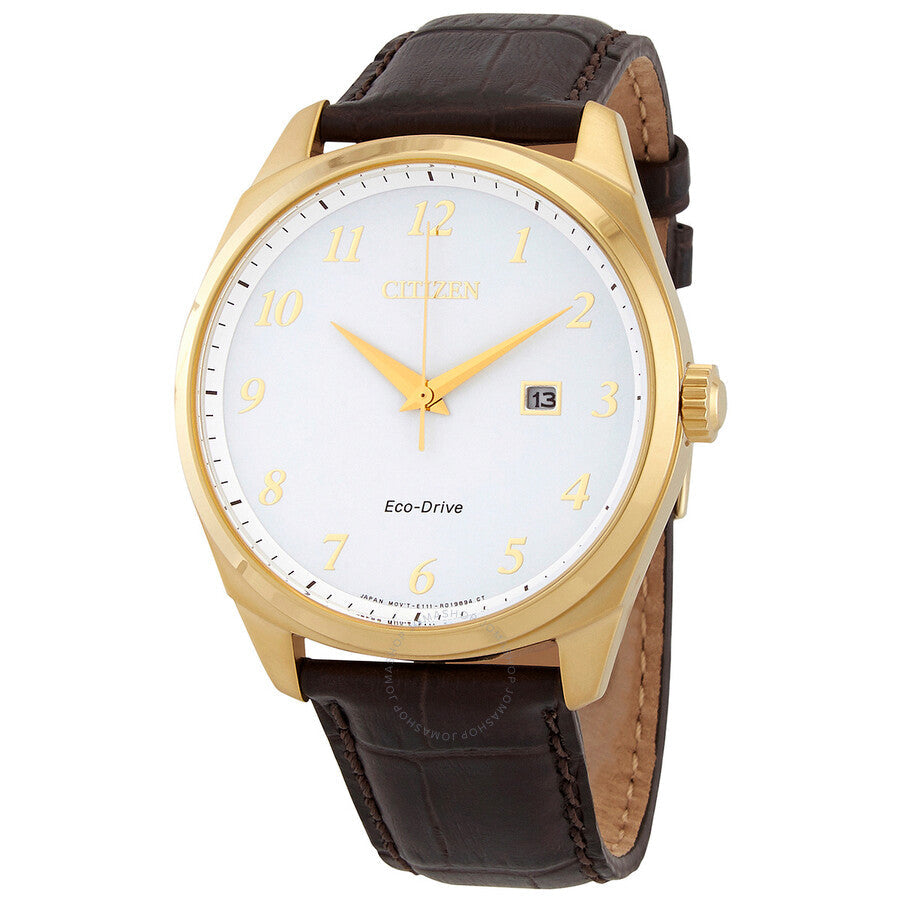 Citizen Eco-Drive White Dial Brown Leather Men's Watch BM7322-06A - Dawson Watches