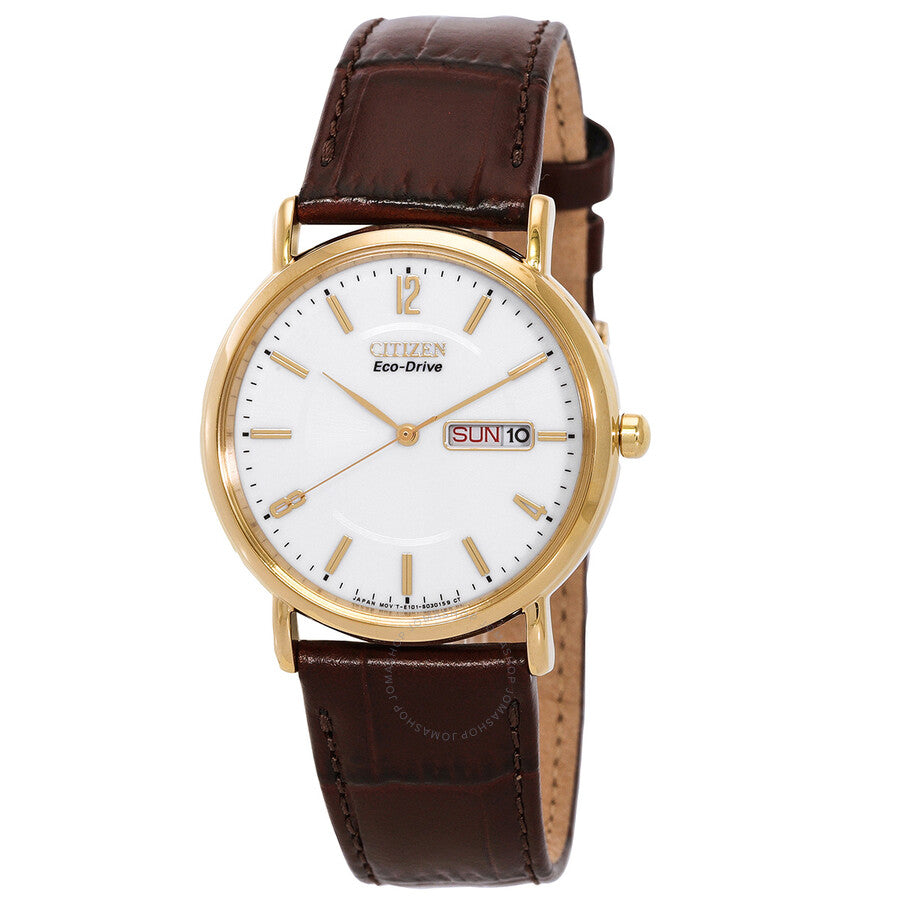 Citizen Eco-Drive White Dial Brown Leather Men's Watch BM8242-08A - Dawson Watches