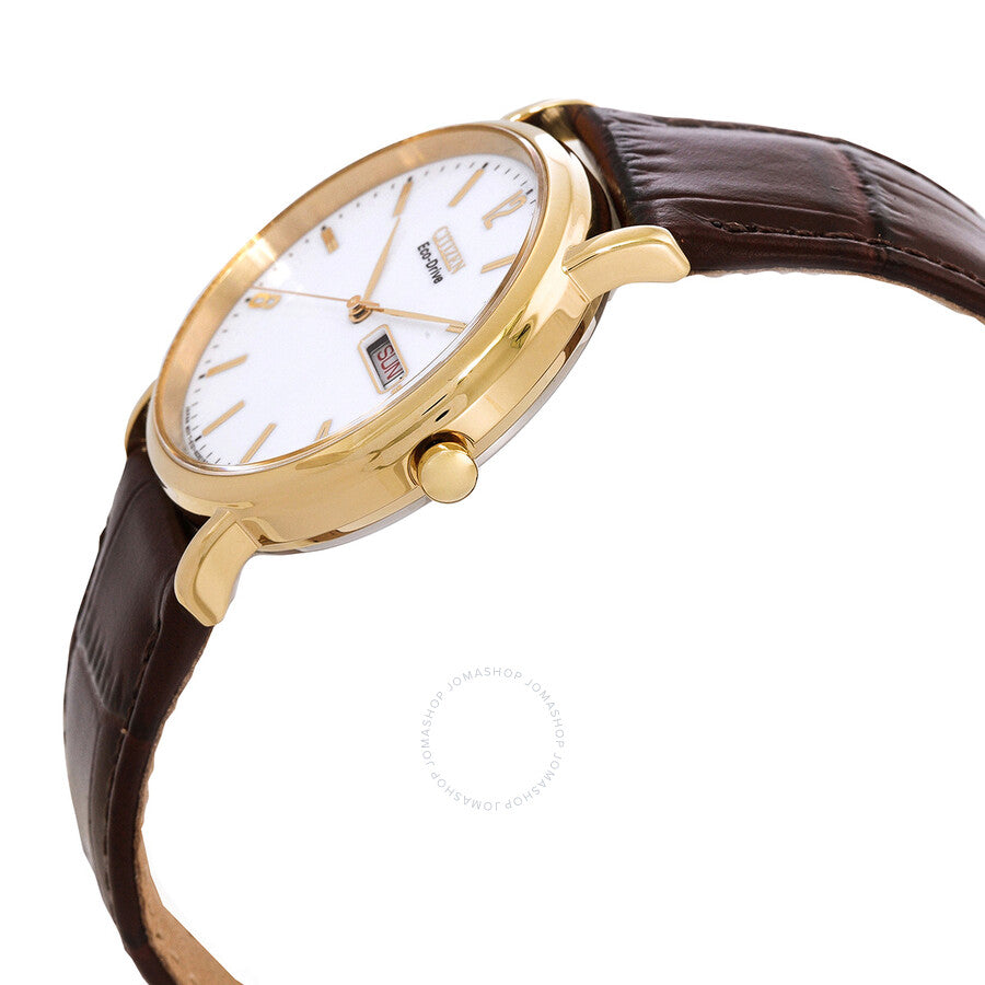Citizen Eco-Drive White Dial Brown Leather Men's Watch BM8242-08A - Dawson Watches #2