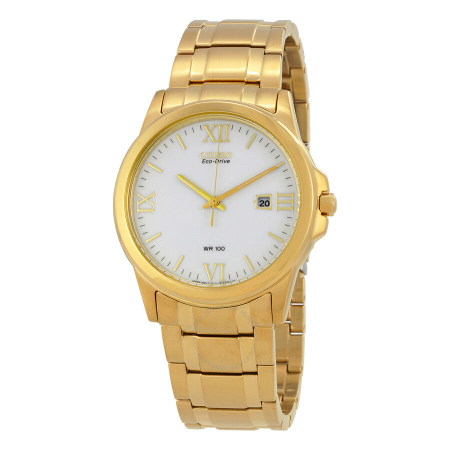Citizen Eco-drive White Dial Gold-tone Steel Men's Watch BM7262-57A - Dawson Watches