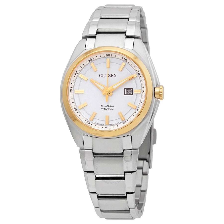 Citizen Eco-Drive White Dial Titanium Ladies Watch EW2214-52A - Dawson Watches