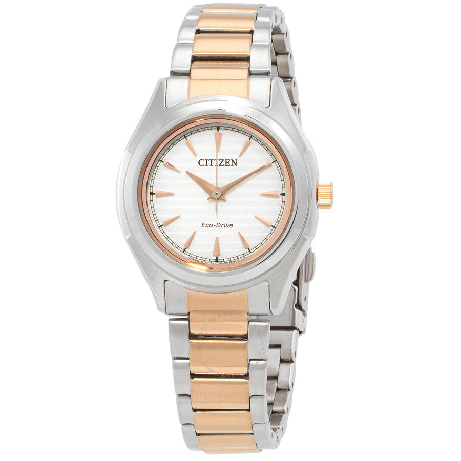 Citizen Elegance Eco-Drive White Dial Two-Tone Ladies Watch FE2116-85A - Dawson Watches