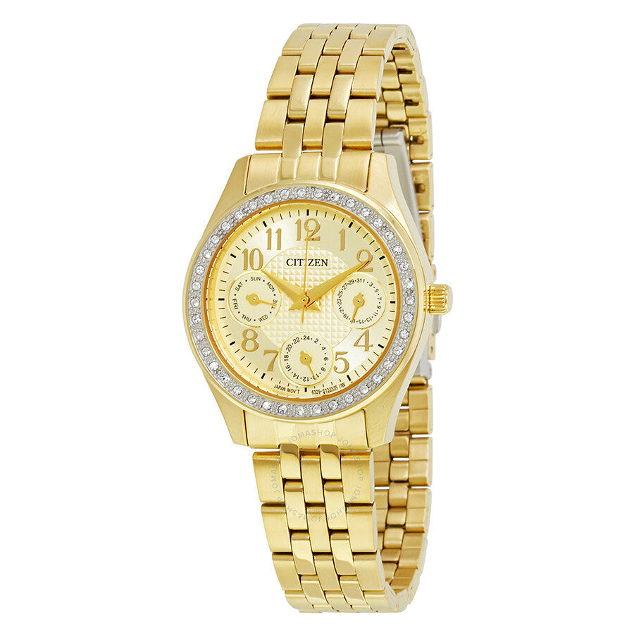 Citizen Gold Tone Ladies Multifunction Watch ED8132-55P - Dawson Watches