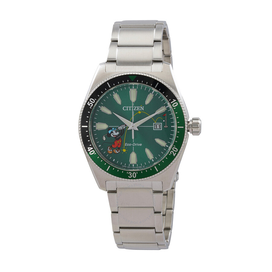 Citizen Green Dial Men's Tee Time Mickey Watch AW1595-78W - Dawson Watches