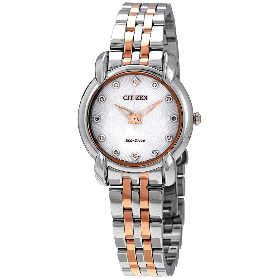 Citizen Jolie Eco-Drive White Dial Ladies Two Tone Watch EM0716-58A - Dawson Watches