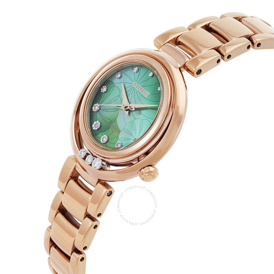 Citizen L Eco-Drive Diamond Green Mother of Pearl Dial Ladies Watch EM1113-82Y - Dawson Watches #2