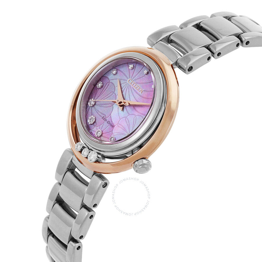 Citizen L Eco-Drive Diamond Pink Mother of Pearl Dial Ladies Watch EM1114-80Y - Dawson Watches #2