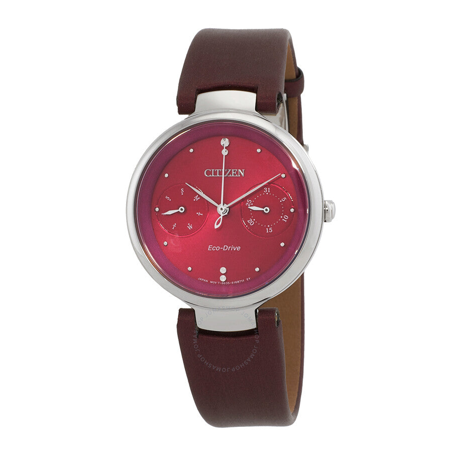 Citizen L Eco-Drive Red Dial Ladies Watch FD1100-10X - Dawson Watches