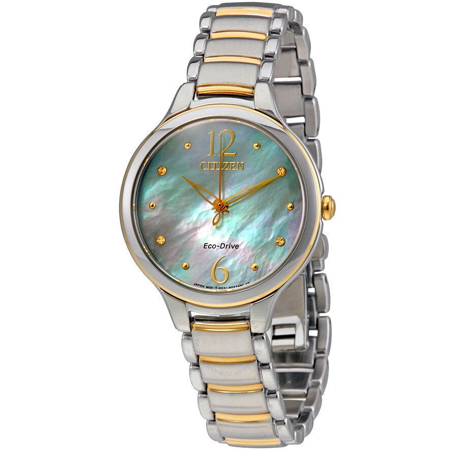 Citizen L Mother Of Pearl Dial Ladies Two Tone Watch EM0554-58N - Dawson Watches