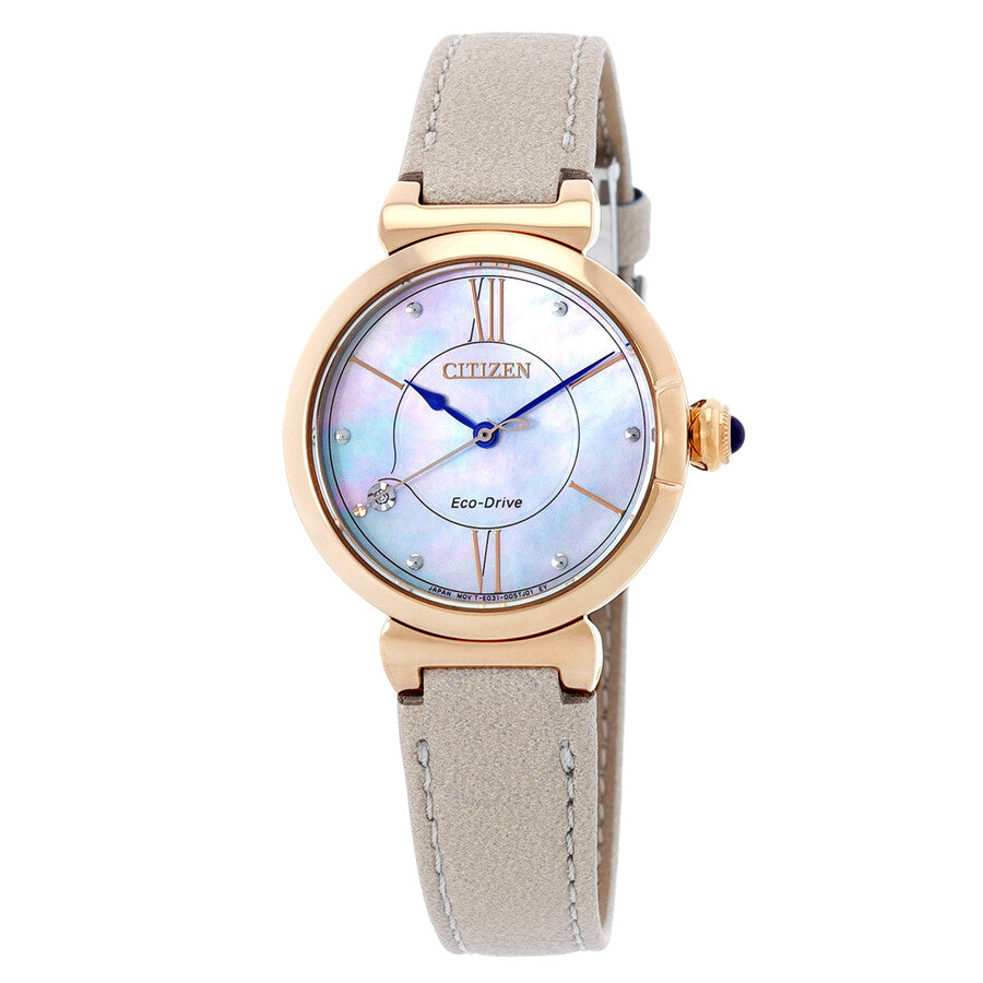 Citizen L Series Eco-Drive White Mother of Pearl Dial Ladies Watch EM1073-18D - Dawson Watches