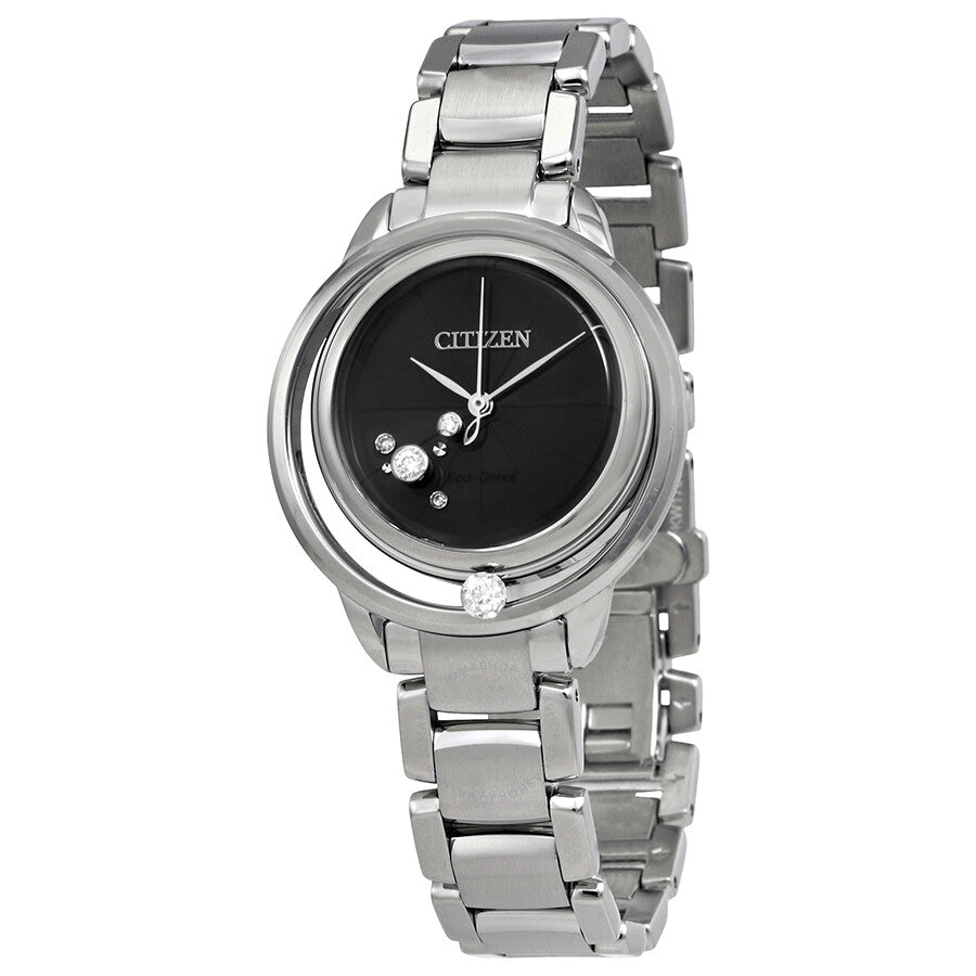 Citizen L Sunrise Solitare Black Diamond Dial Ladies Watch EW5520-50E - Dawson Watches