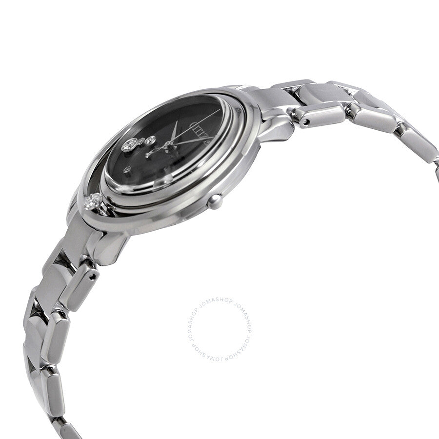 Citizen L Sunrise Solitare Black Diamond Dial Ladies Watch EW5520-50E - Dawson Watches #2