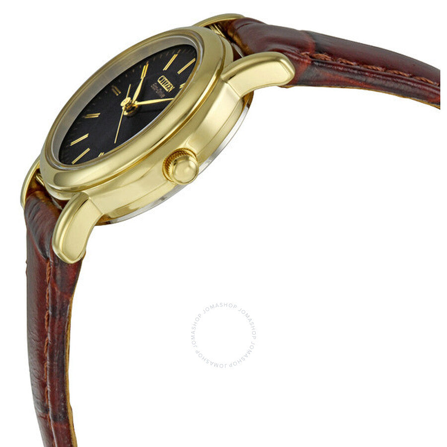 Citizen Ladies Gold-Tone Eco-Drive Silhouette Strap Black Watch EW1272-01E - Dawson Watches #2