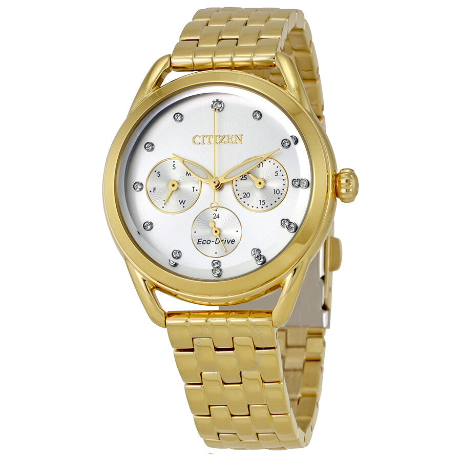 Citizen LTR Crystal Silver Dial Yellow Gold-tone Ladies Watch FD2052-58A - Dawson Watches