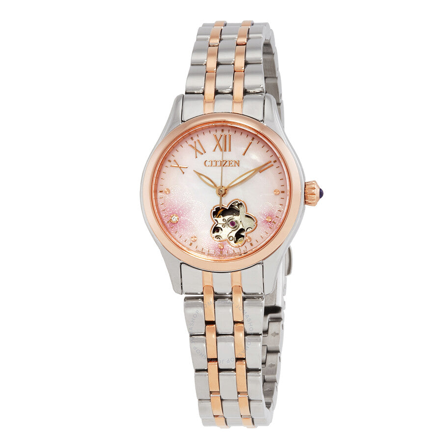 Citizen Luna Automatic Crystal Pink Dial Two-Tone Ladies Watch PR1044-87Y - Dawson Watches