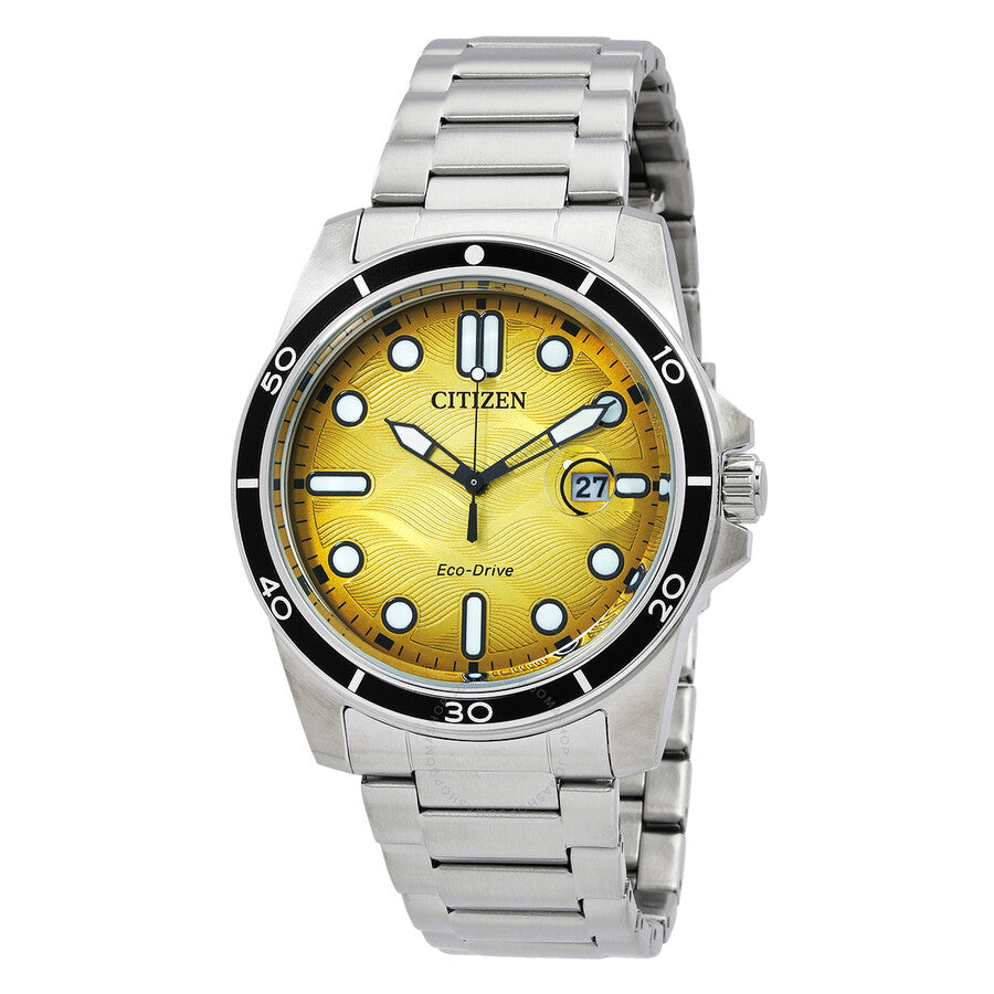 Citizen Marine 1810 Eco-Drive Yellow Dial Men's Watch AW1816-89X - Dawson Watches