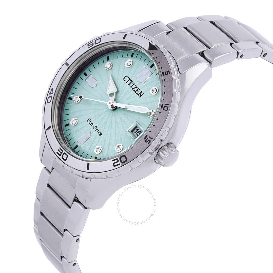 Citizen Marine Lady Crystal Eco-Drive Green Dial Watch FE6170-88L - Dawson Watches #2