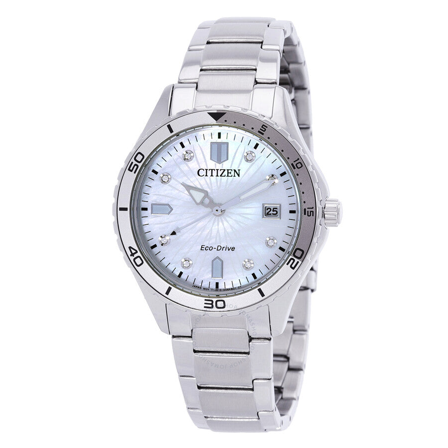 Citizen Marine Lady Eco-Drive Crystal  Mother of Pearl Dial Watch FE6170-88D - Dawson Watches