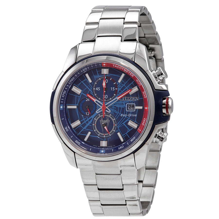Citizen Marvel Spider-Man Eco-Drive Chronograph Blue Dial Men's Watch CA0429-53W - Dawson Watches