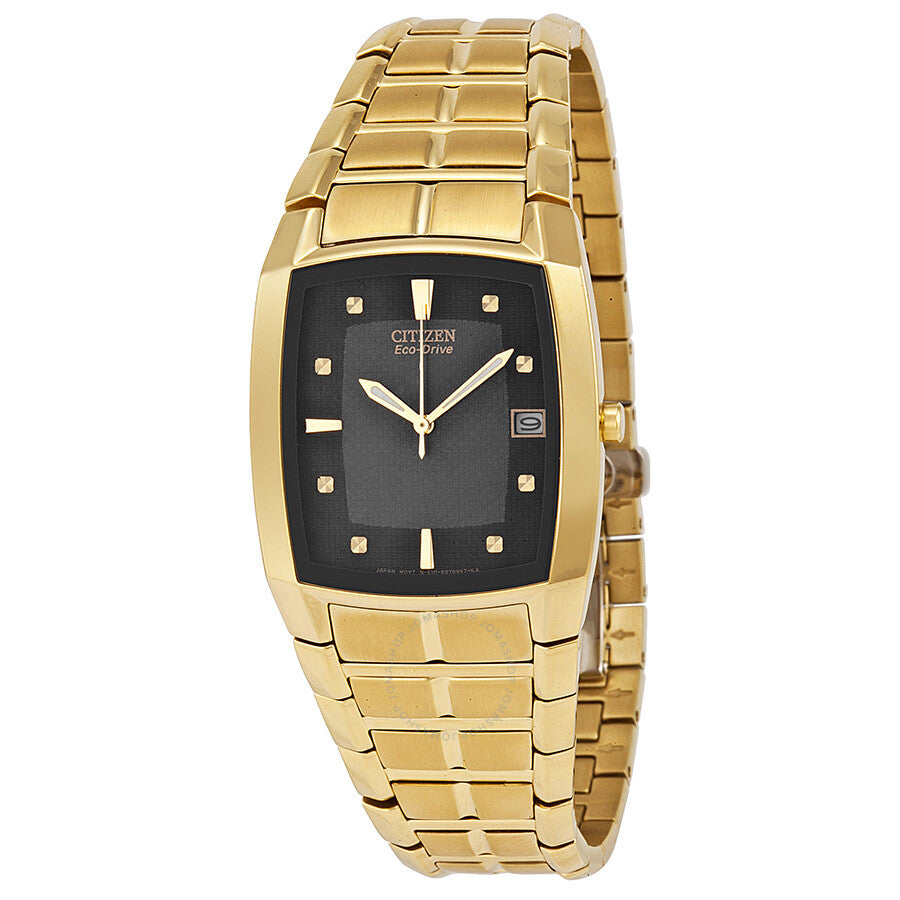 Citizen Men's Eco Drive Black Dial Yellow Gold-tone Watch BM6552-52E - Dawson Watches