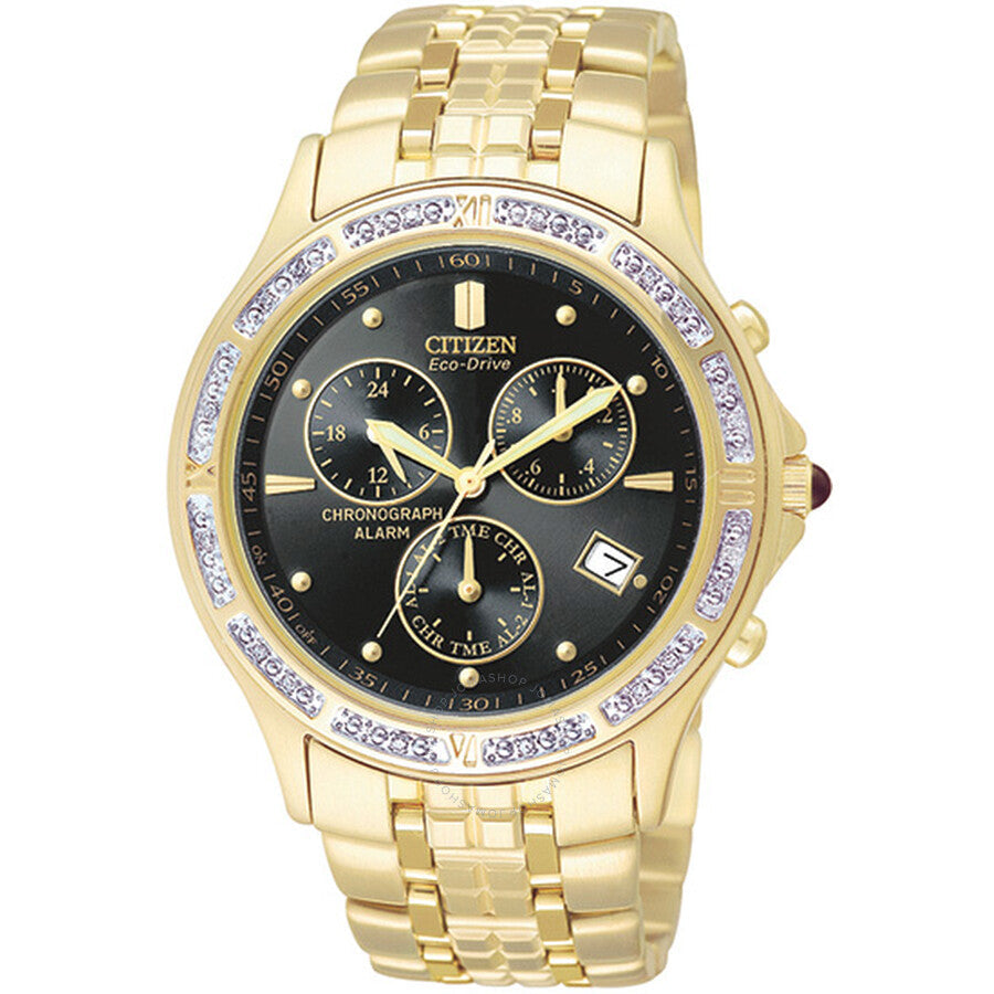 Citizen Men's Gold-Tone Eco-Drive Lucca Alarm Chronograph with Diamonds BL7162-58E - Dawson Watches