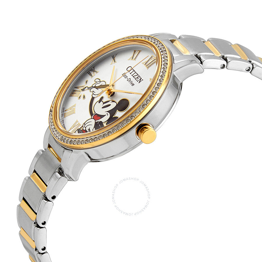 Citizen Mickey Mouse Eco-Drive Crystal Silver Dial Ladies Watch FE7044-52W - Dawson Watches #2
