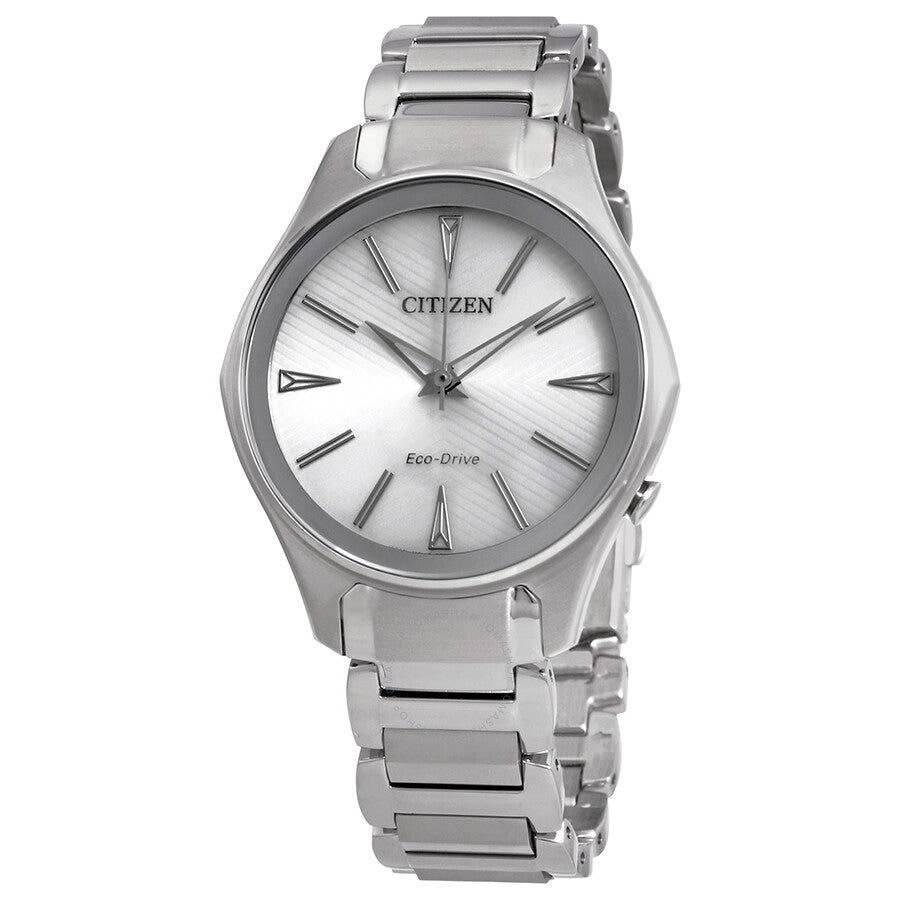 Citizen Modena Eco-Drive Silver Dial Ladies Stainless Steel Watch EM0590-54A - Dawson Watches