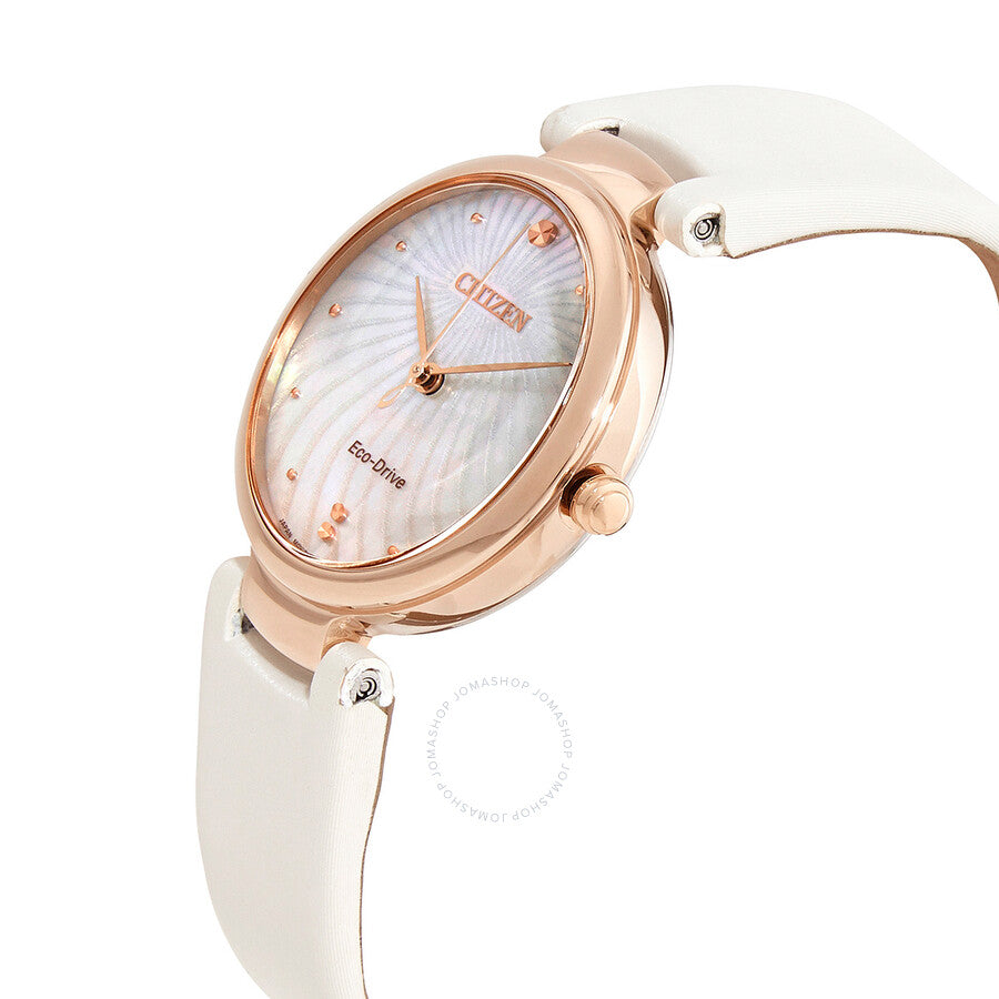 Citizen Mother of Pearl Dial White Satin Ladies Watch EM0853-22D - Dawson Watches #2